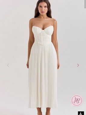 House of CB Amorata Ivory Pleated Maxi Dress